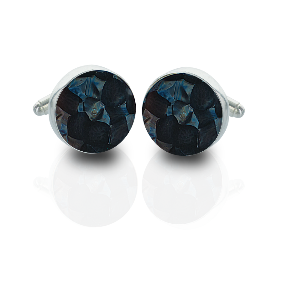 Silver Cufflinks – Black Fleck