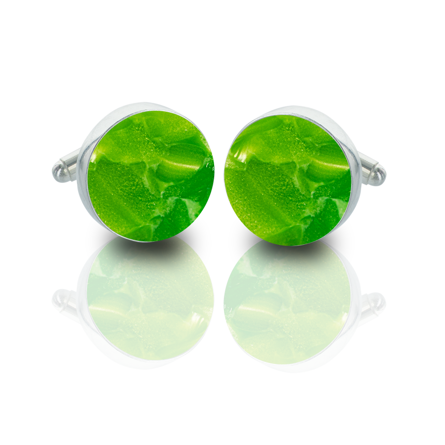 Silver Cufflinks – Green