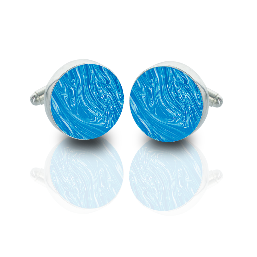 Silver Cufflinks – Ocean Blue