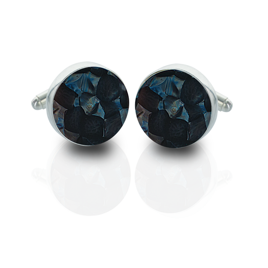 Silver Cufflinks – Black Fleck