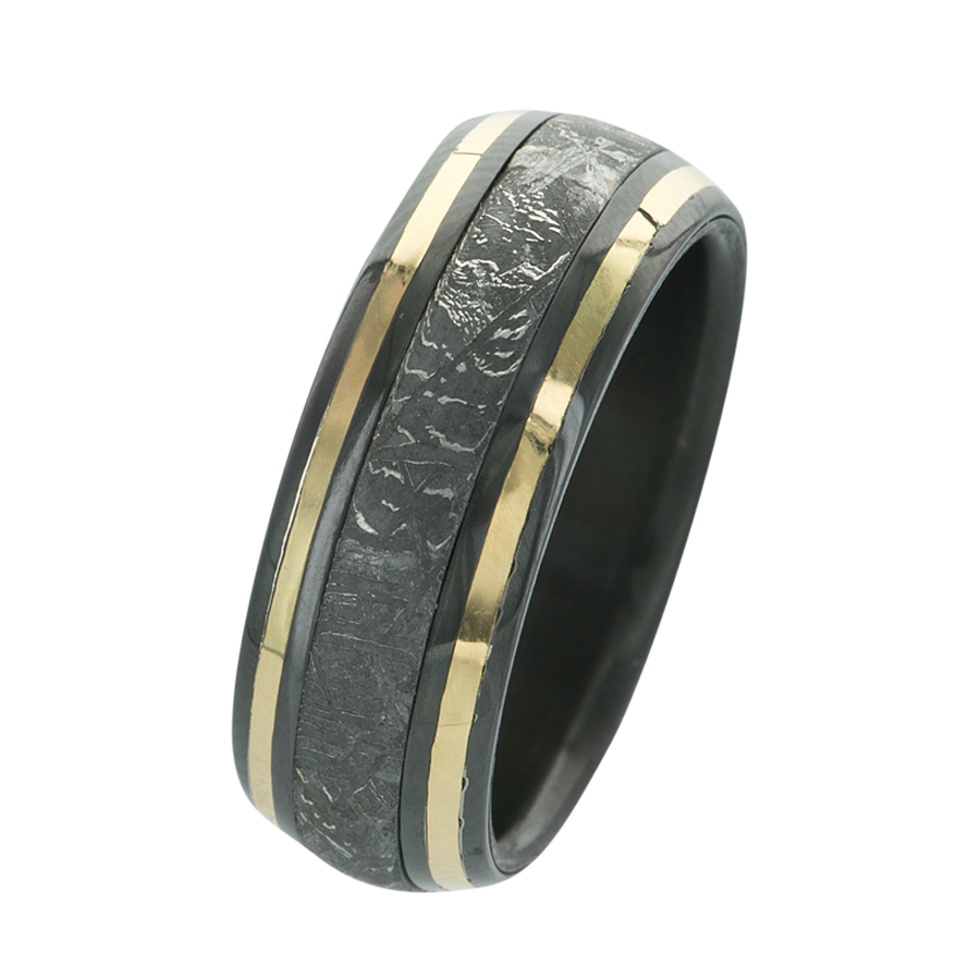 Black Zirconium Meteorite with Twin Gold